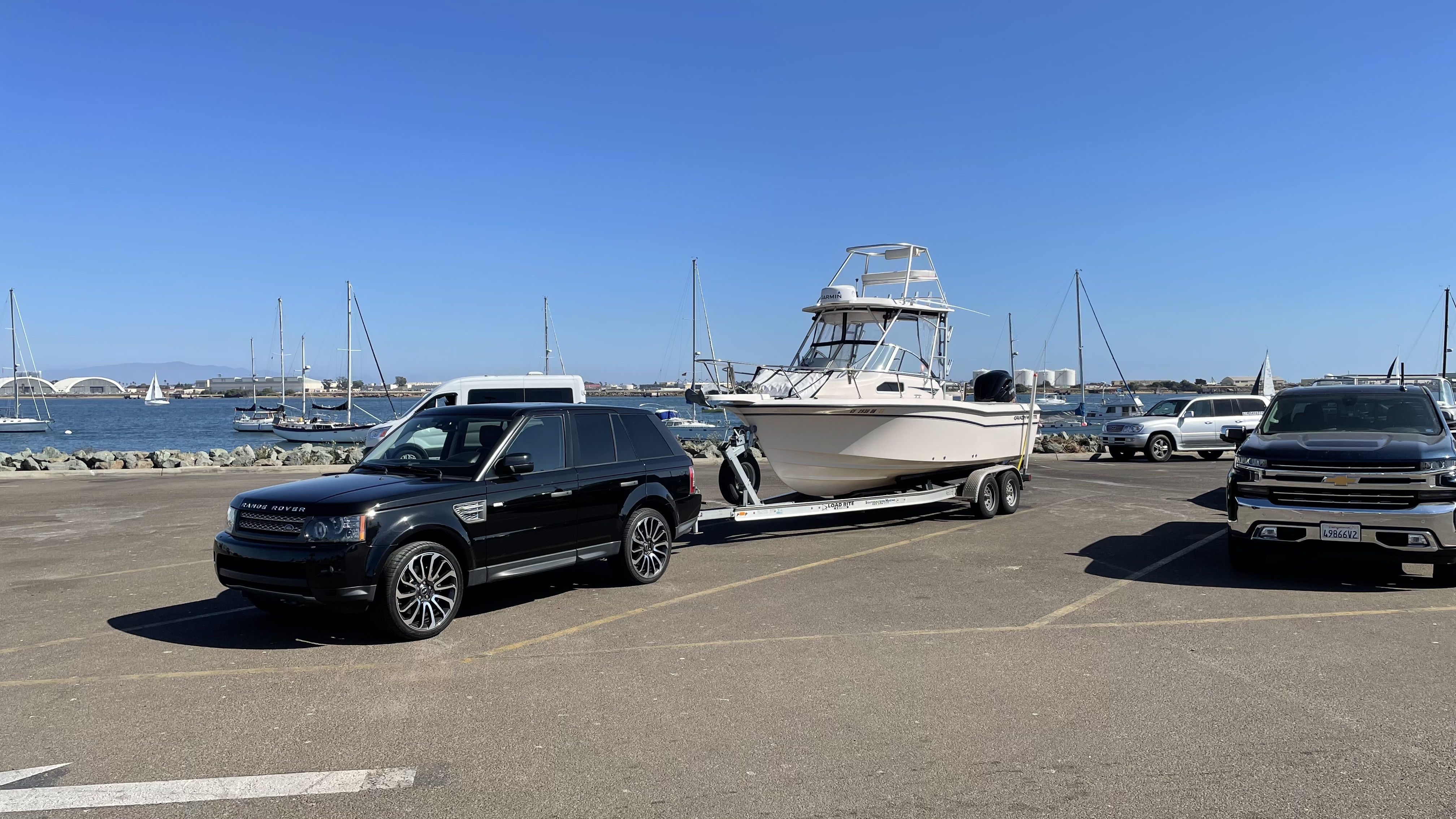 2007 Seafarer 228 on trailer at Shelter Island (San Diego Bay)